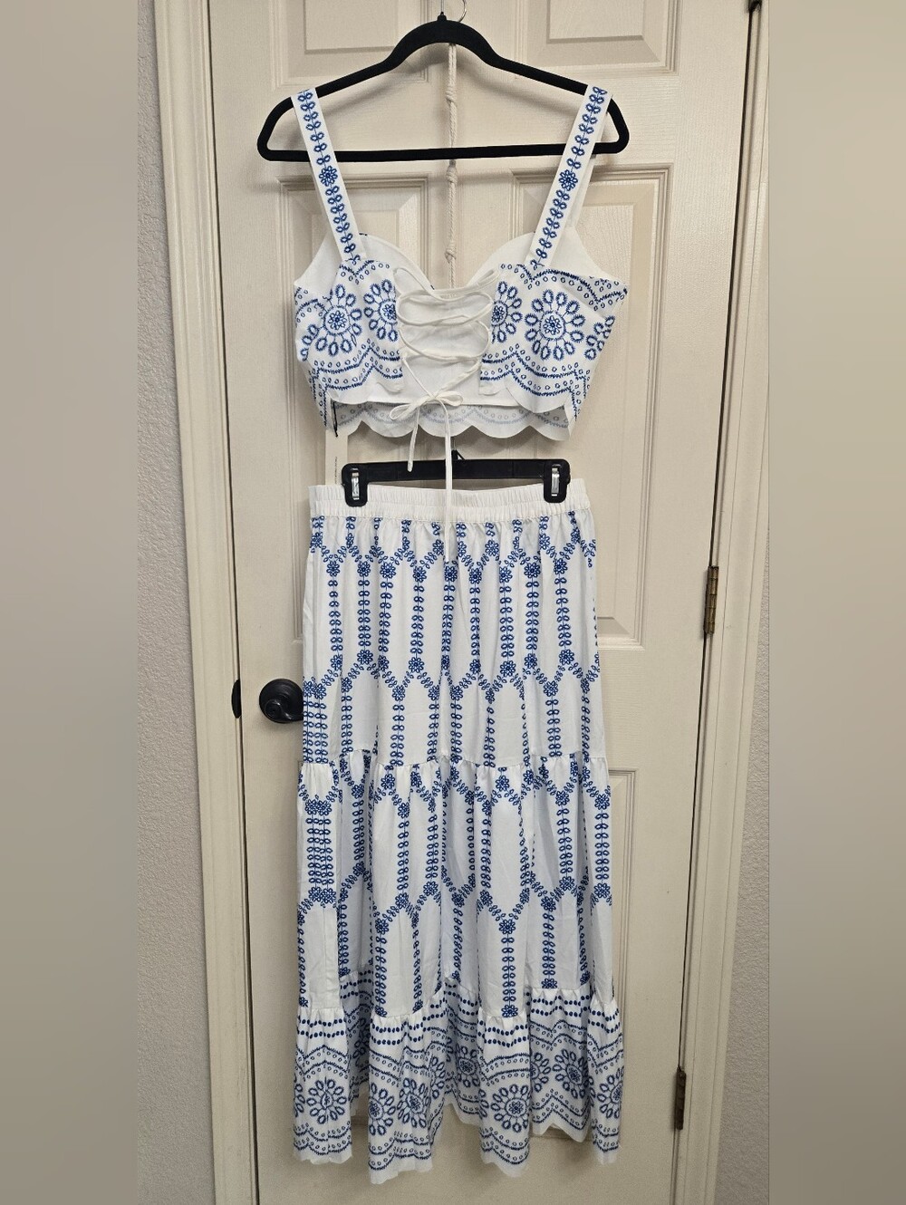 🌟SOLD🌟 NWT Commense Printed Sleeveless Tie Back Maxi Skirt Set, Large - Picture 10 of 13